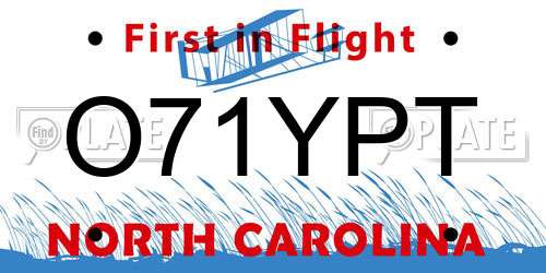 O71YPT North Carolina License Plate