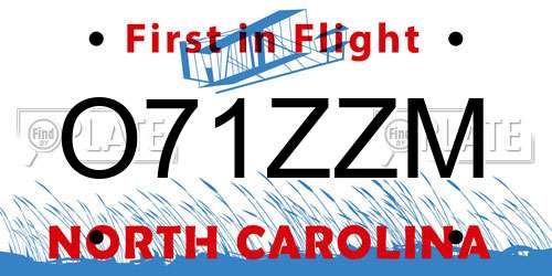 O71ZZM North Carolina License Plate