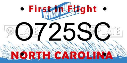 O725SC North Carolina License Plate