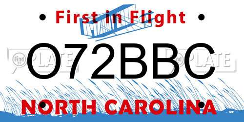 O72BBC North Carolina License Plate