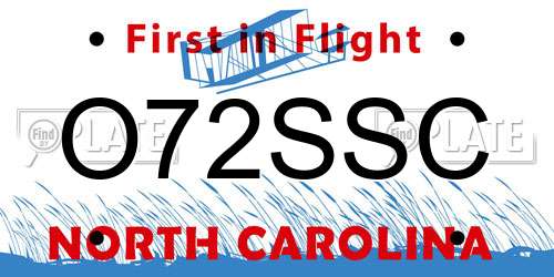 O72SSC North Carolina License Plate