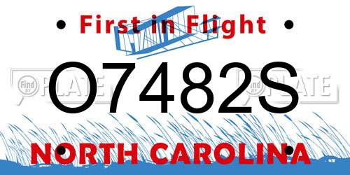 O7482S North Carolina License Plate