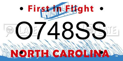 O748SS North Carolina License Plate
