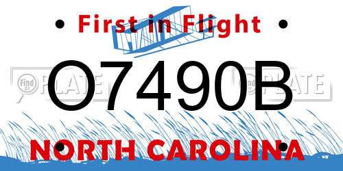O7490B North Carolina License Plate