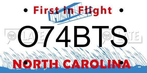 O74BTS North Carolina License Plate