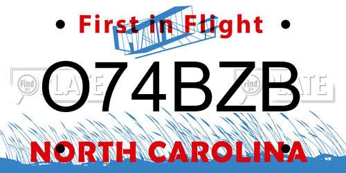 O74BZB North Carolina License Plate