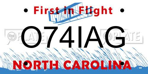 O74IAG North Carolina License Plate