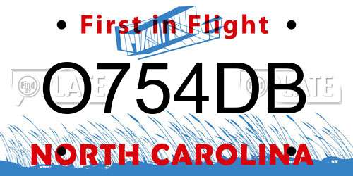 O754DB North Carolina License Plate