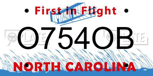 O754OB North Carolina License Plate