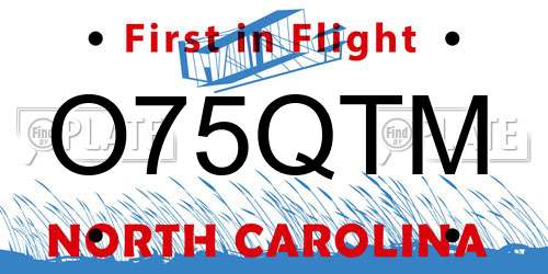 O75QTM North Carolina License Plate