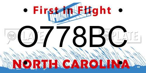 O778BC North Carolina License Plate