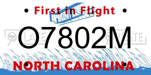O7802M North Carolina License Plate