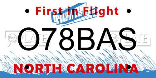 O78BAS North Carolina License Plate