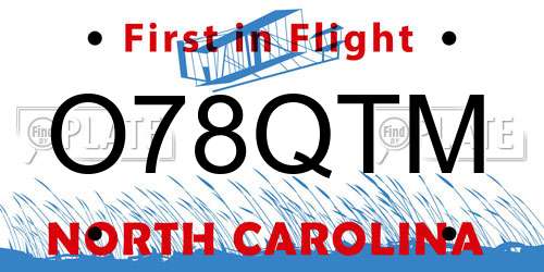 O78QTM North Carolina License Plate