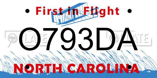 O793DA North Carolina License Plate