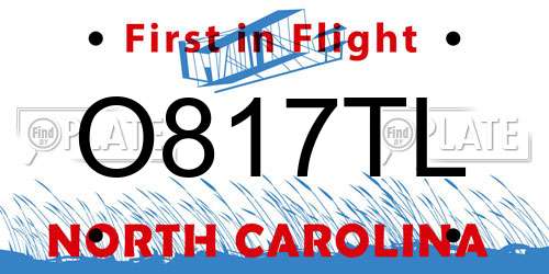 O817TL North Carolina License Plate