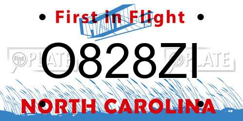 O828ZI North Carolina License Plate