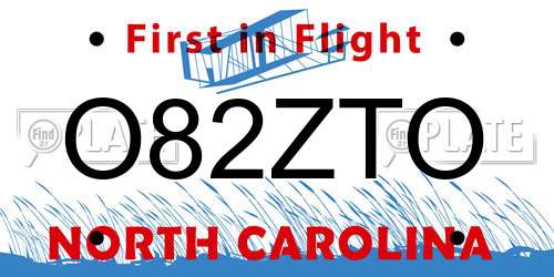 O82ZTO North Carolina License Plate