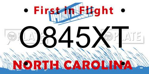 O845XT North Carolina License Plate