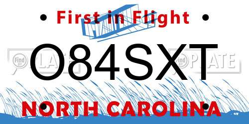 O84SXT North Carolina License Plate