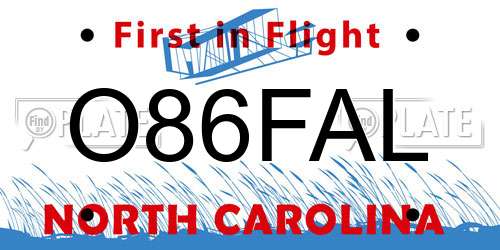 O86FAL North Carolina License Plate