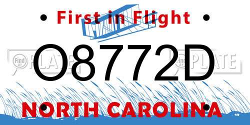 O8772D North Carolina License Plate