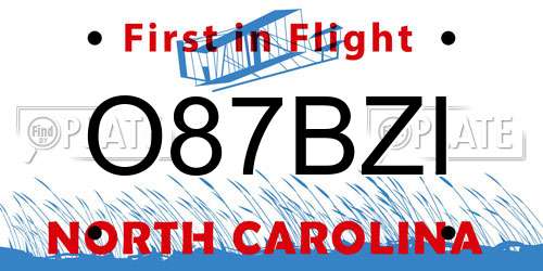 O87BZI North Carolina License Plate