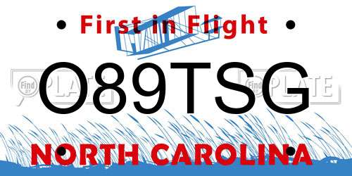O89TSG North Carolina License Plate