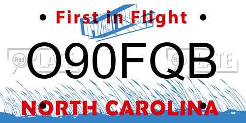 O90FQB North Carolina License Plate