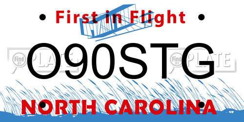 O90STG North Carolina License Plate