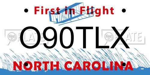 O90TLX North Carolina License Plate