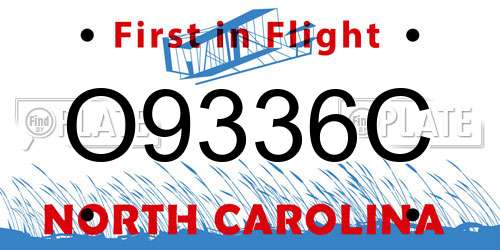 O9336C North Carolina License Plate