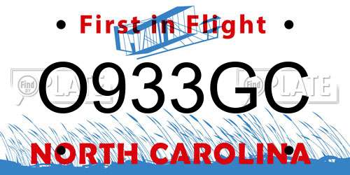 O933GC North Carolina License Plate