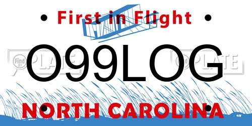 O99LOG North Carolina License Plate