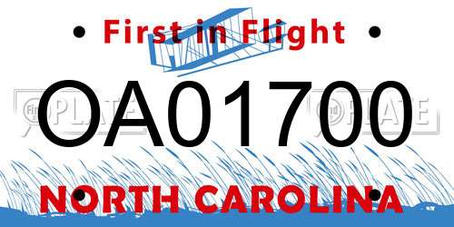 OA01700 North Carolina License Plate