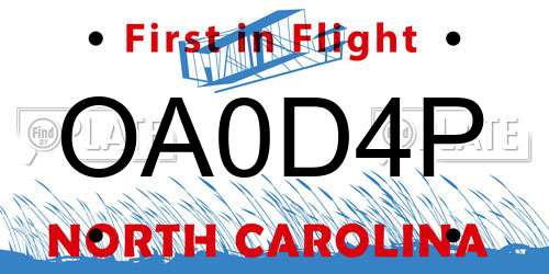 OA0D4P North Carolina License Plate