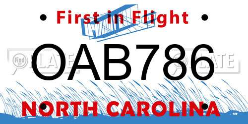 OAB786 North Carolina License Plate