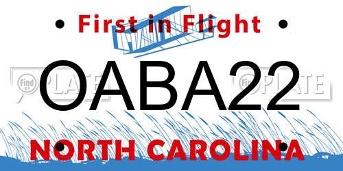OABA22 North Carolina License Plate