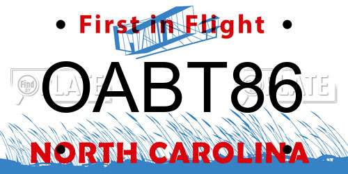 OABT86 North Carolina License Plate