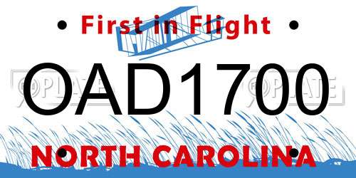 OAD1700 North Carolina License Plate