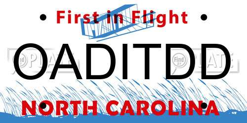 OADITDD North Carolina License Plate