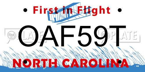 OAF59T North Carolina License Plate