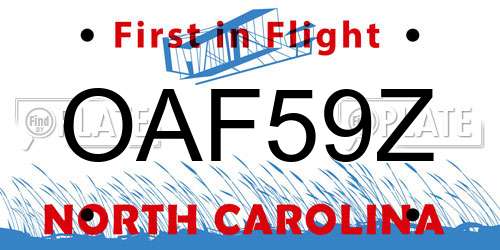 OAF59Z North Carolina License Plate