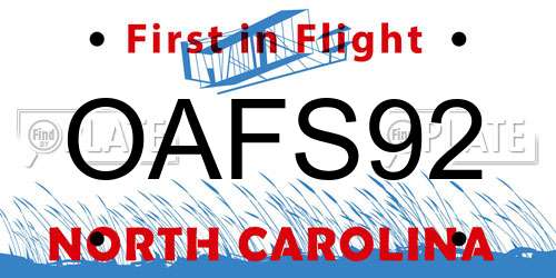 OAFS92 North Carolina License Plate