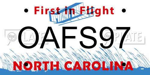 OAFS97 North Carolina License Plate