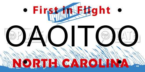 OAOITOO North Carolina License Plate