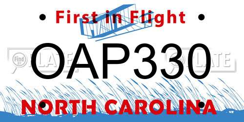 OAP330 North Carolina License Plate
