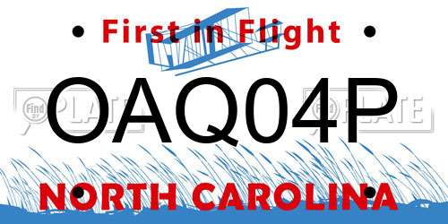 OAQ04P North Carolina License Plate