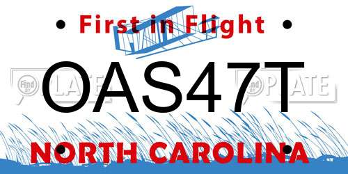OAS47T North Carolina License Plate
