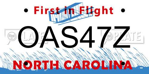 OAS47Z North Carolina License Plate